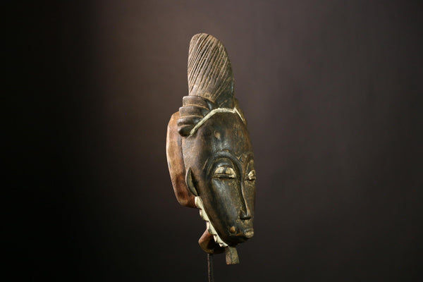 African Baule Mask - Handcrafted Wooden Tribal Wall Hanging, Unique African Art, Vintage Decor for Home and Collectors' Display-G1901