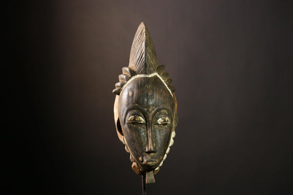 African Baule Mask - Handcrafted Wooden Tribal Wall Hanging, Unique African Art, Vintage Decor for Home and Collectors' Display-G1901