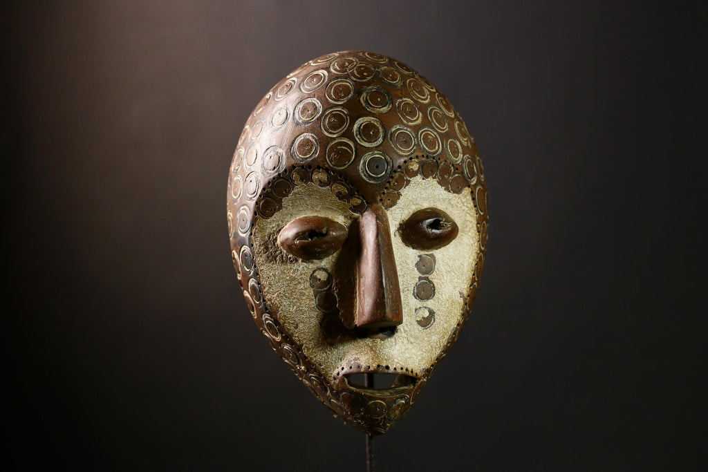 African Bwami Mask - Unique Handcrafted Wooden Tribal Wall Art from Congo, Ethnic Sculpture for Home Decor and Collectors-G3970