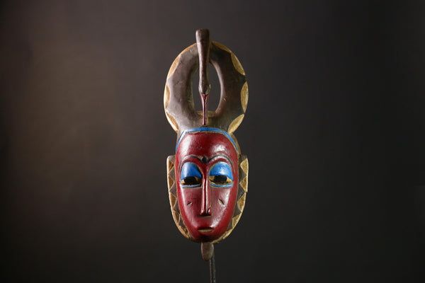 African Baule Mask - Unique Hand-Carved Wooden Tribal Wall Art, Vintage Ethnic Decor, Decorative Sculpture for Home and Collectors-G3963