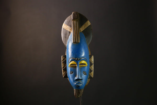 African Baule Mask - Unique Hand-Carved Wooden Tribal Wall Decor, Vintage African Art, Ethnic Sculpture for Home Collectors-G3962