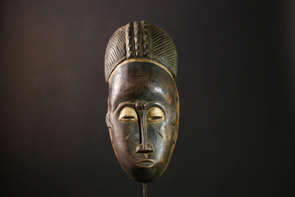 African Guro Mask - Vintage Wood Carved Tribal Face Art, Unique African Wall Decor, Handcrafted Collectible Sculpture for Home-G3958