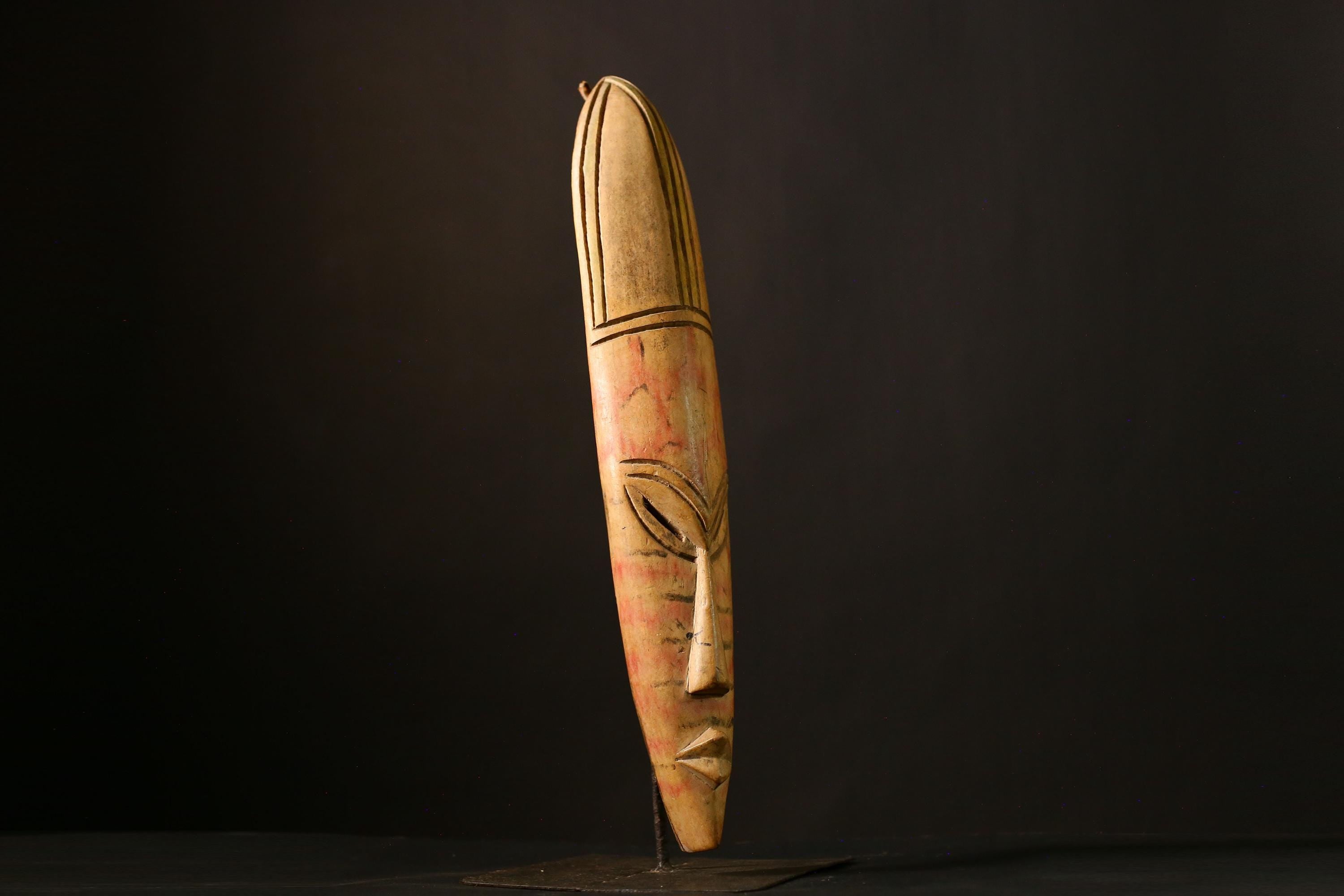 African Ghana Mask Hand Carved Vintage Wooden Wall Decor Tribal Art Piece-8138