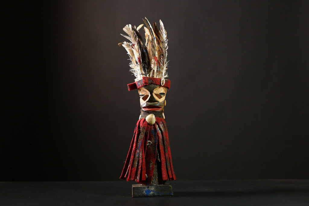 African Nkisi Nkondi Statue Tribal Nail Fetish Power Figure Wood Carving-G4199