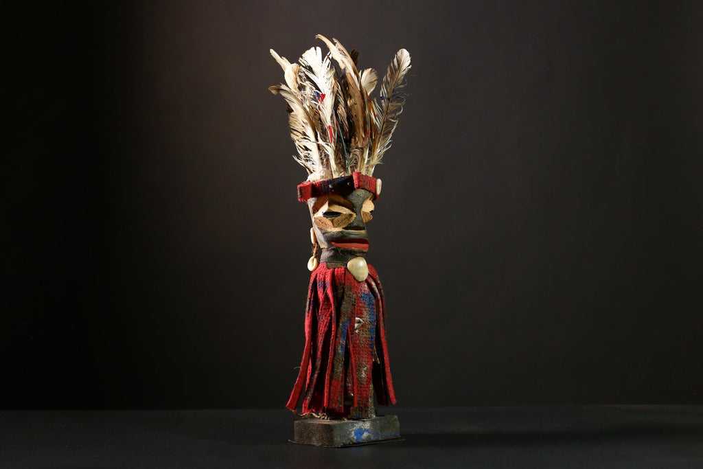 African Nkisi Nkondi Statue Tribal Nail Fetish Power Figure Wood Carving-G4199