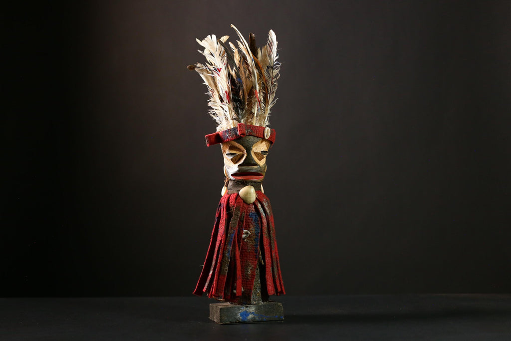 African Nkisi Nkondi Statue Tribal Nail Fetish Power Figure Wood Carving-G4199