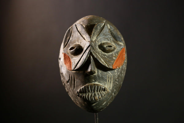 African Lega Mask Vintage Tribal Face Art, Authentic Handcrafted Wall Sculpture, Unique Decorative African Art Piece-G3988