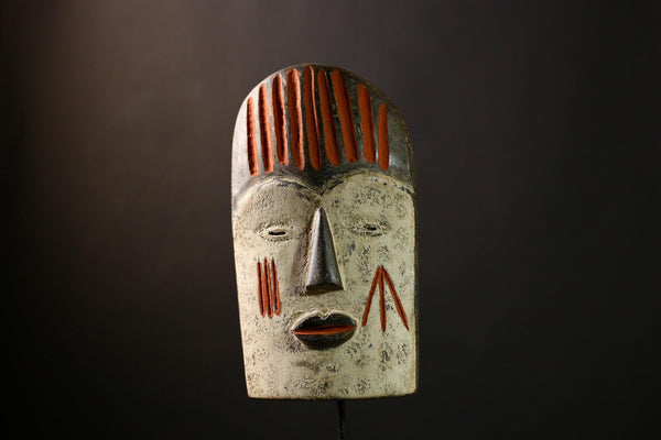 African Lega Mask Vintage Tribal Face Art, Authentic Handcrafted Wall Sculpture, Unique Decorative African Art Piece-G3987