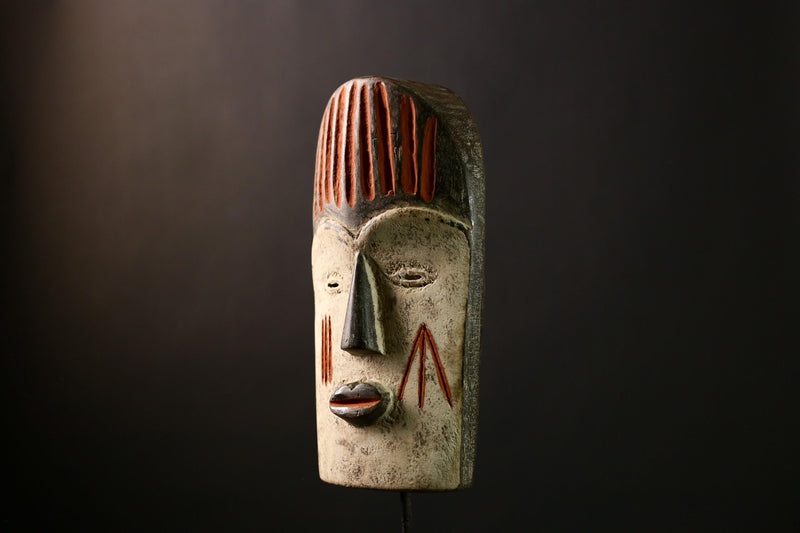 African Lega Mask Vintage Tribal Face Art, Authentic Handcrafted Wall Sculpture, Unique Decorative African Art Piece-G3987