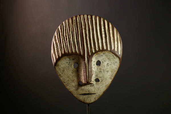 African Bwami Mask: Authentic Lega Tribal Art, Handcarved Wooden Face Sculpture, Unique Cultural Wall Decor, Collectible Artifact-G3986