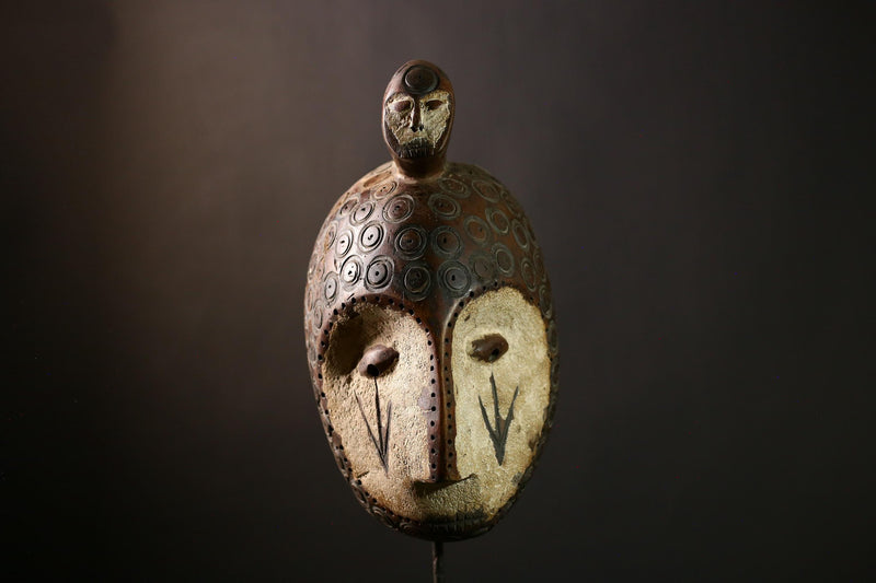 African Bwami Mask Authentic Lega Tribal Art, Handcrafted Wooden Sculpture, Unique Ethnic Home Decor, Collectible DR Congo Artifact-G3983