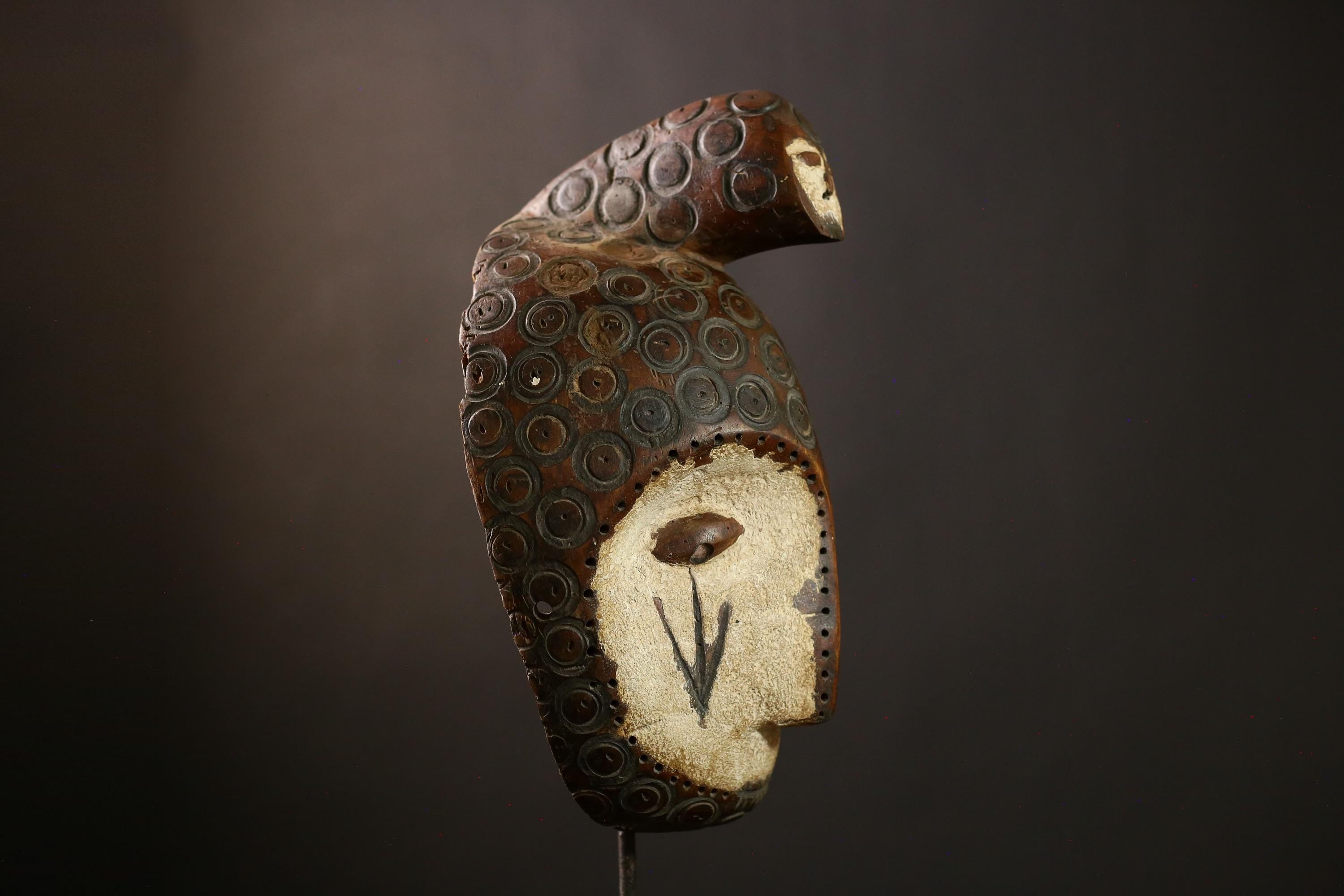 African Bwami Mask Authentic Lega Tribal Art, Handcrafted Wooden Sculpture, Unique Ethnic Home Decor, Collectible DR Congo Artifact-G3983
