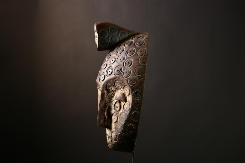 African Three Faces Bwami Mask: Authentic Lega Tribal Art, Handcrafted Wooden Sculpture, Unique Cultural Home Decor, Collectible -G3984