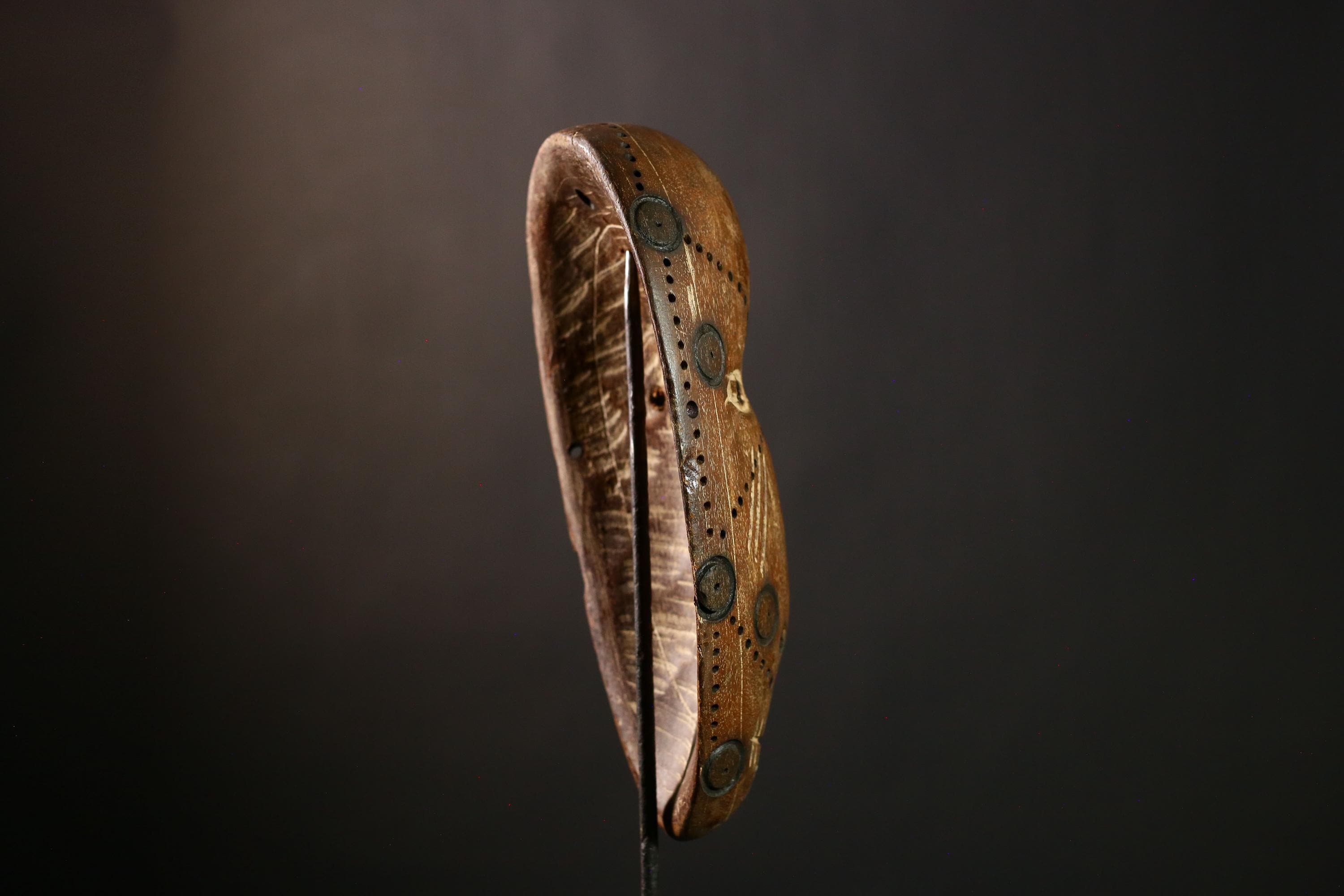 African Bwami Mask Vintage Lega Tribal Art, Hand-Carved Wooden Sculpture, Unique Cultural Decor, Collectible Home Display-G3982