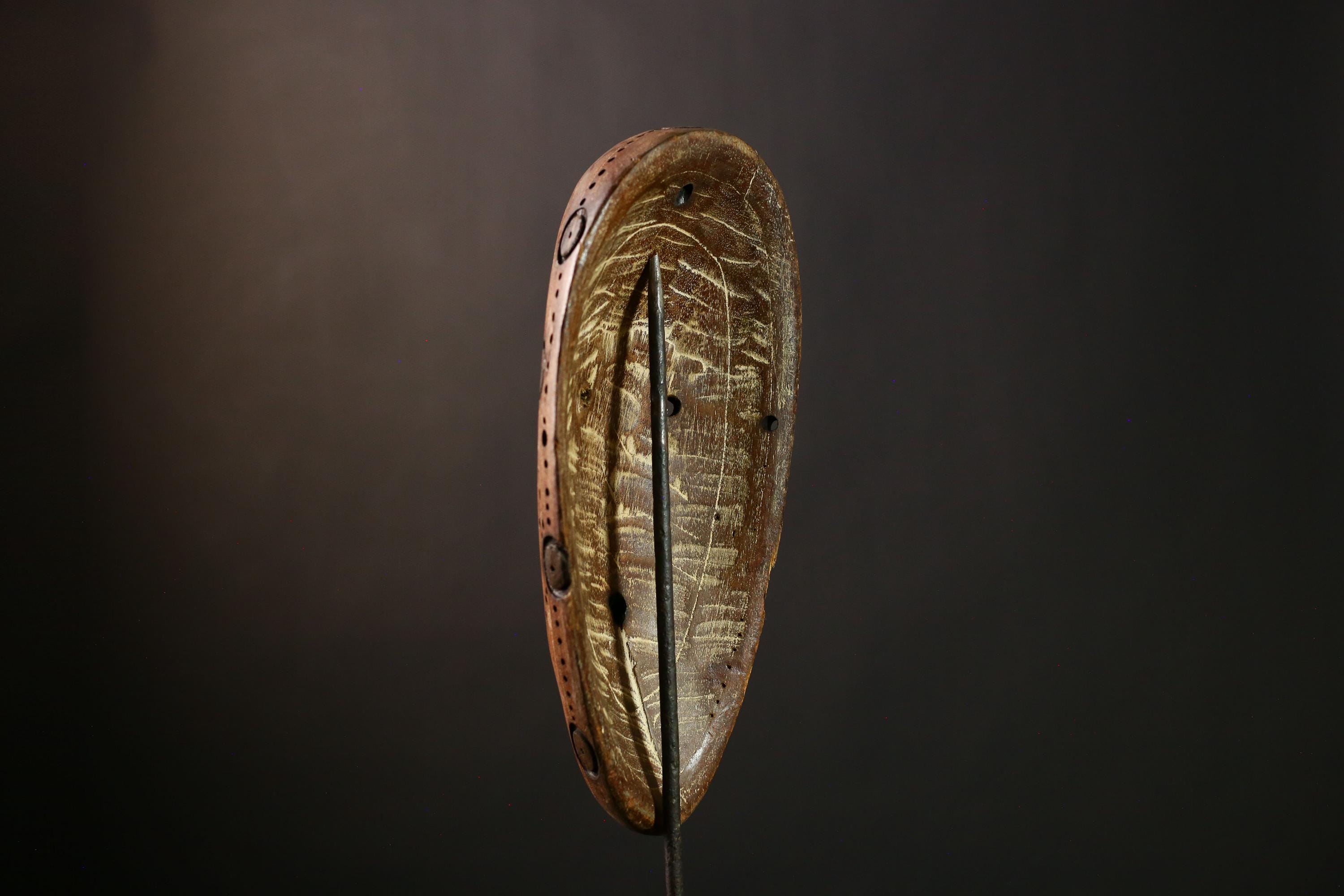 African Bwami Mask Vintage Lega Tribal Art, Hand-Carved Wooden Sculpture, Unique Cultural Decor, Collectible Home Display-G3982