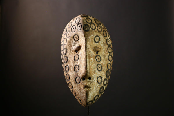 African Lega Bwami Mask Vintage Tribal Face Sculpture, Hand-Carved Wooden Wall Art, Unique Ethnic Home Decor, Collectible Cultural -G3980