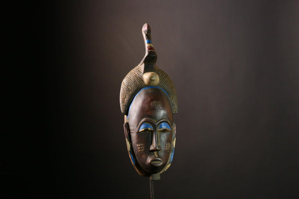 African Baule Mask | Antique Tribal Face Sculpture | Vintage Wooden Wall Art | Authentic Ivory Coast Decor | Ethnic Collectible -G3974