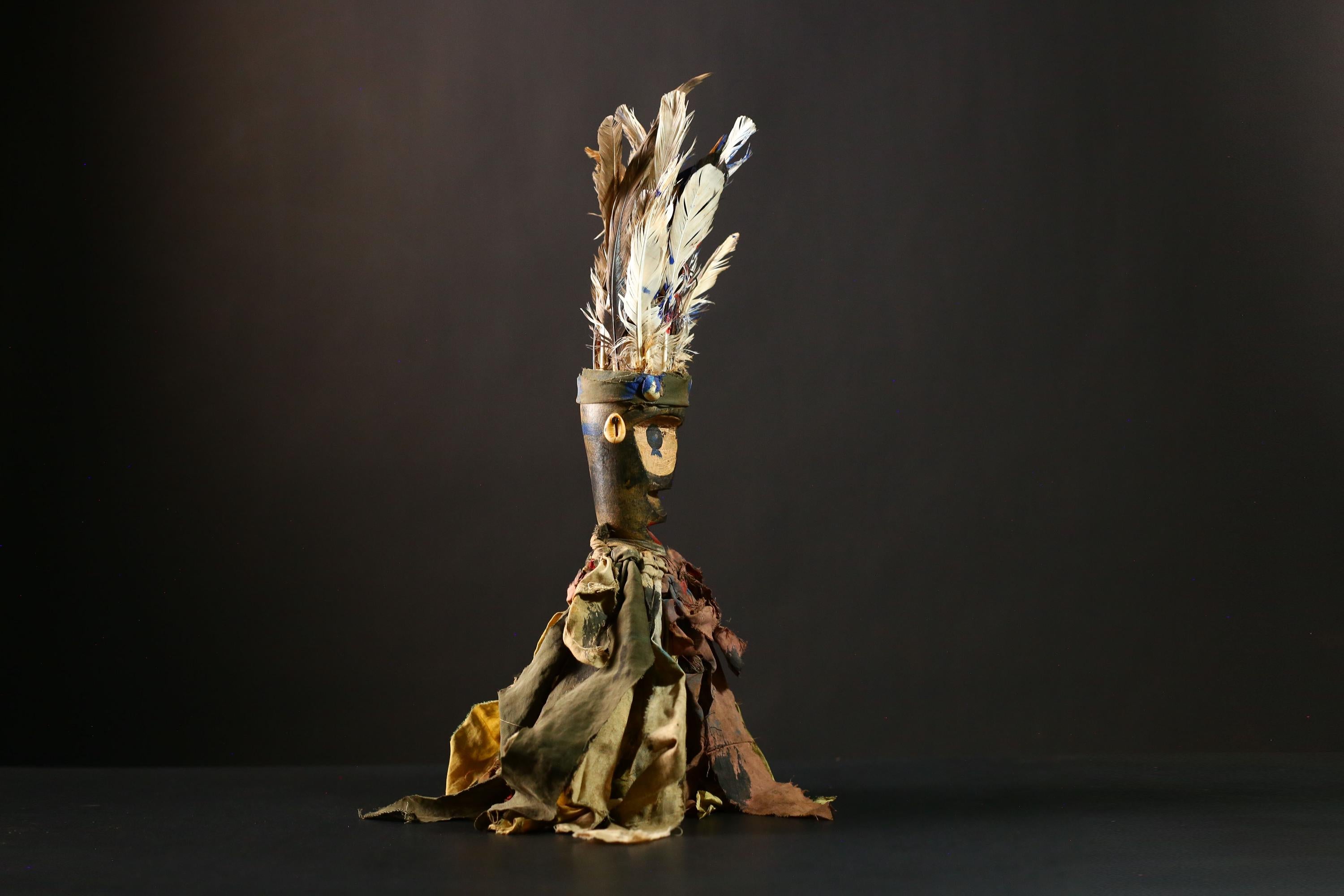 African Nkondi Statue Voodoo Vintage Tribal Collectible Shaman Sculpture Decor-G4205