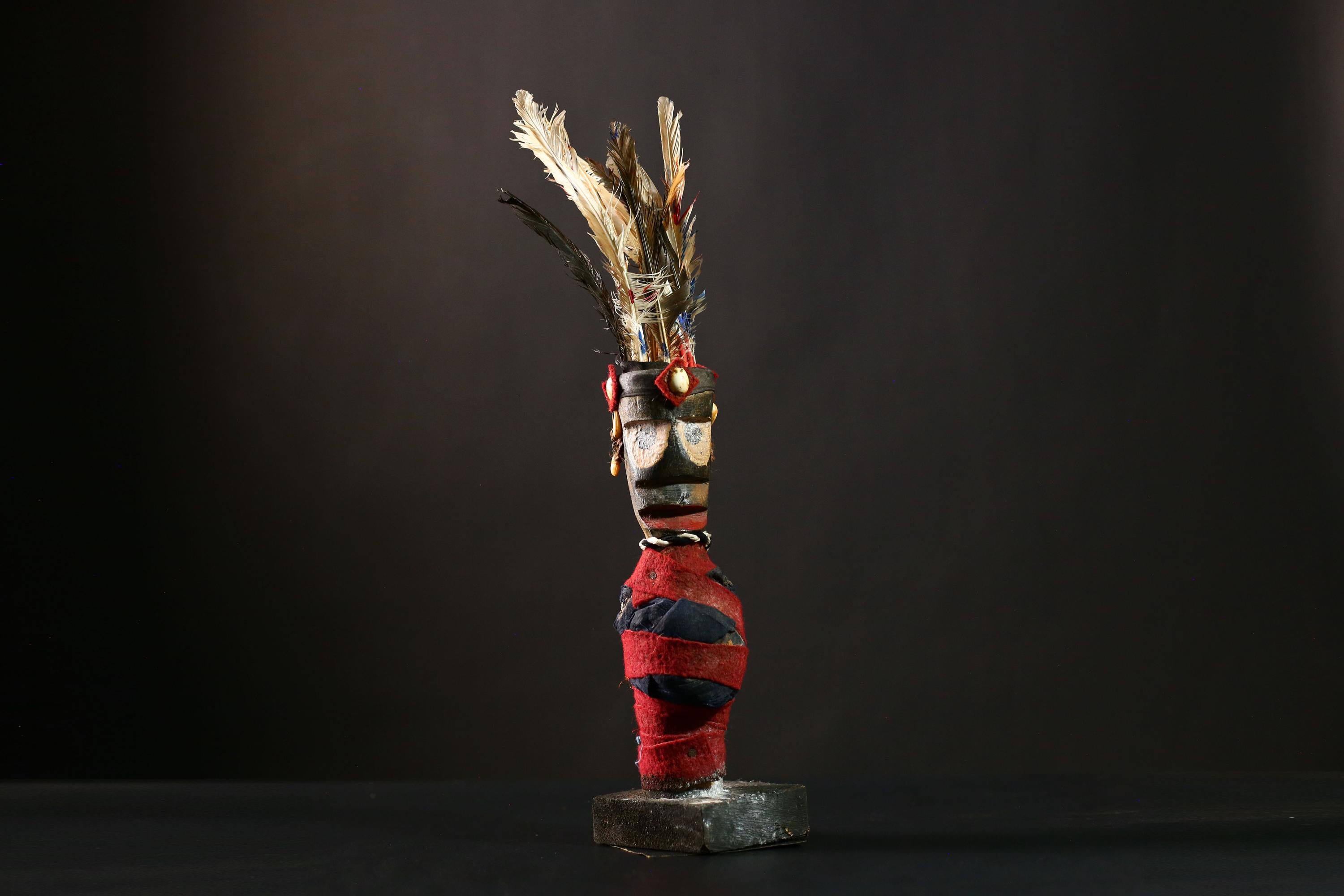 African Vintage Nkisi Nkondi Statue - African Collectible Voodoo Doll Art-G4201