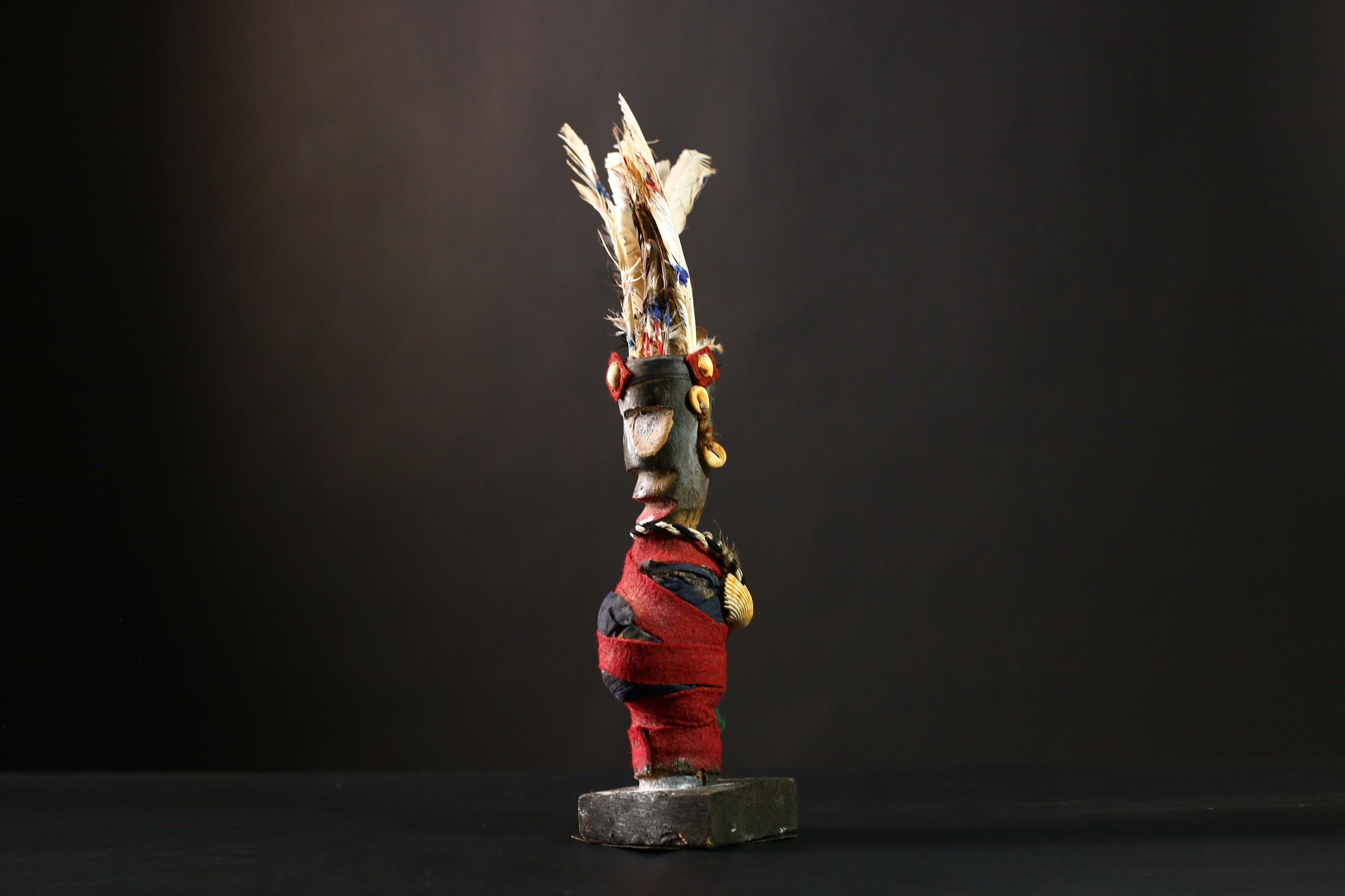 African Vintage Nkisi Nkondi Statue - African Collectible Voodoo Doll Art-G4201