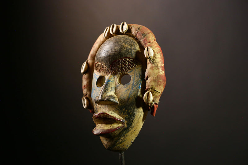 African Dan Tribal Mask Handcrafted Wooden Wall Art, Unique Ethnic Decor Sculpture, Authentic Collectible Tribal Piece-G1135