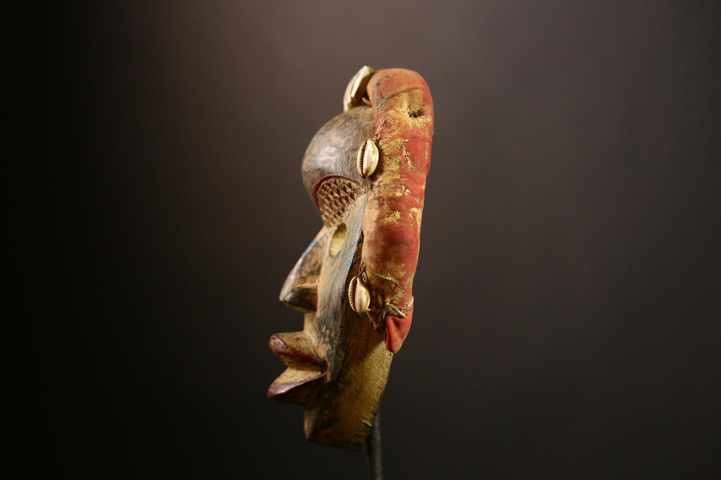 African Dan Tribal Mask Handcrafted Wooden Wall Art, Unique Ethnic Decor Sculpture, Authentic Collectible Tribal Piece-G1135