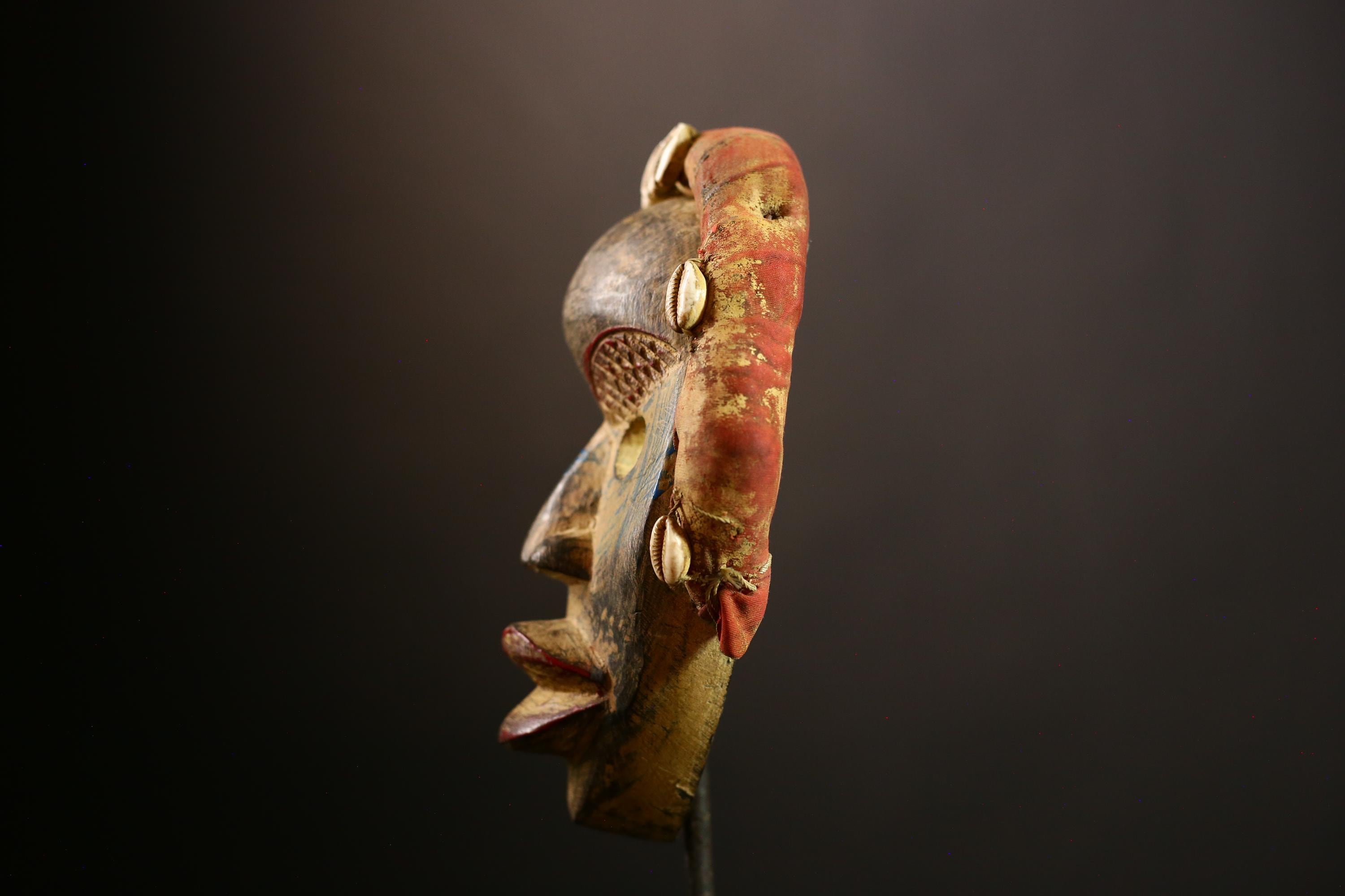 African Dan Tribal Mask Handcrafted Wooden Wall Art, Unique Ethnic Decor Sculpture, Authentic Collectible Tribal Piece-G1135