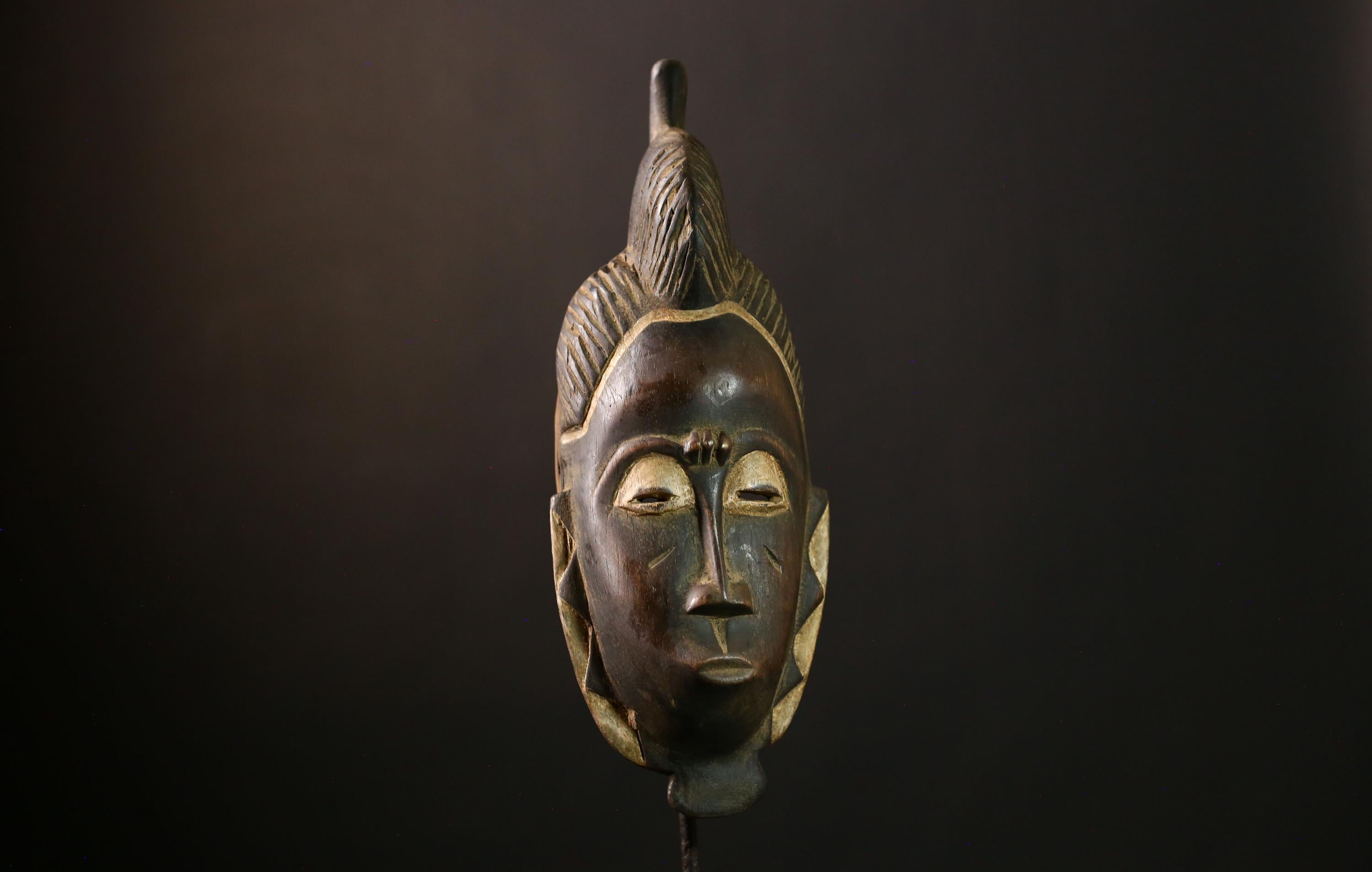 African Guro Mask - Vintage Tribal Face, Original Hand-Carved Wood Wall Decor, Unique Antique Art Piece for Home Collectors-G4011