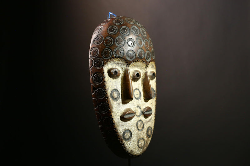 African Bwami 3 Faces Mask Lega Tribal Art Sculpture, Congo Wall Decor, Ethnic Home Décor, Unique Collectible for Artistic Display-G4006