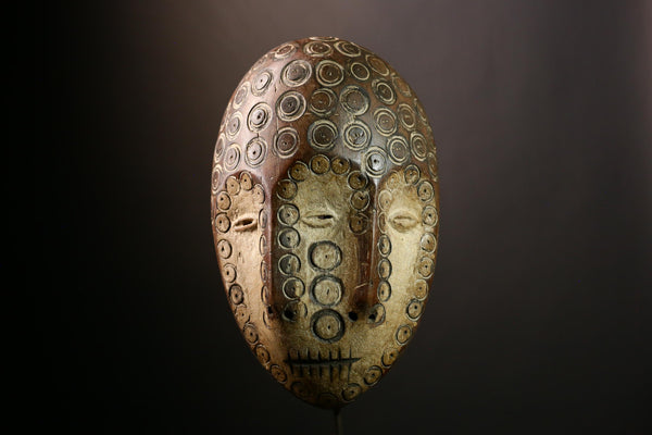 African Bwami 3 Faces Mask Lega Tribal Art Sculpture, Congo Wall Decor, Ethnic Home Décor, Unique Collectible for Artistic Display-G4005