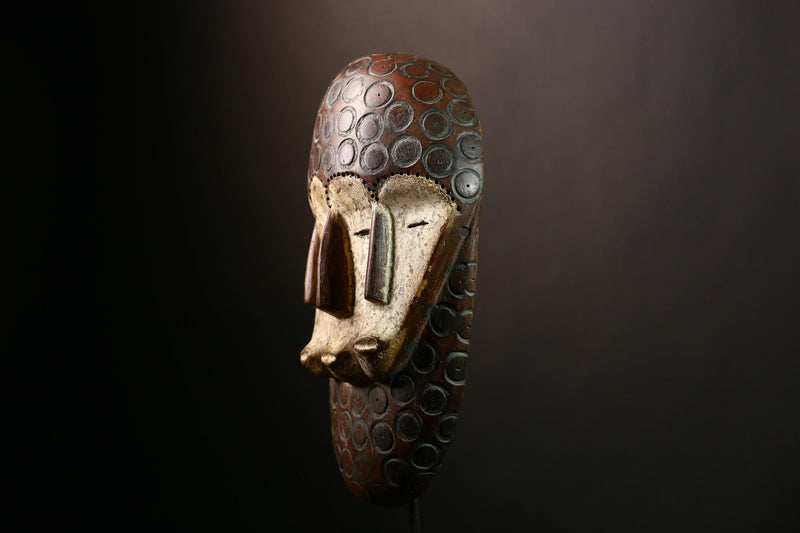 African Bwami Four-Faced Mask, Lega Tribal Society Sculpture, Handcrafted Art, Unique Ethnic Decor, Collectible Wall Display for Home-G4004