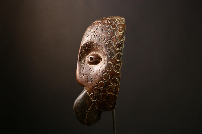 African Bwami Mask | Authentic Lega Tribal Art | Wooden Face Sculpture | Congo Ceremonial Mask | Ethnic Home Decor | Collectible-G4003