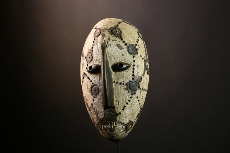 African Bwami Lega Mask Antique Wood Sculpture, Tribal Wall Art, Ethnic Home Decor, Unique Collectible Art Object for Display-G4000