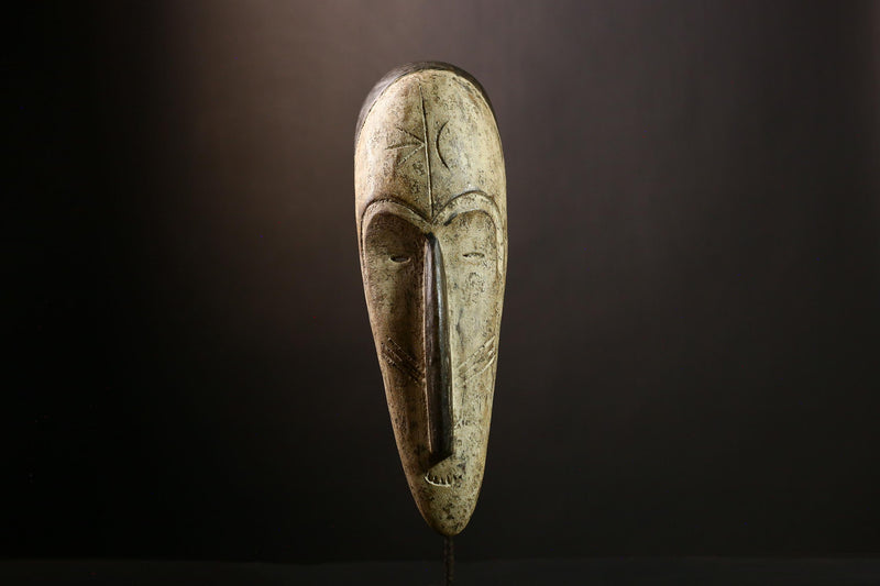 African Fang Mask | Authentic Tribal Wall Art Ngil Ceremonial Sculpture | Handcrafted Wooden Face Decor | Ethnic Collectible Art Piece-G3998