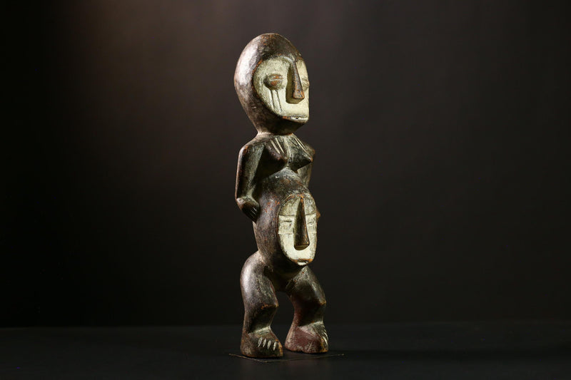 African Lega Figure, Hand-Carved Wooden Tribal Statue, Unique Sakimatwematwe Art, Ethnic Decor, Collectible Sculpture for Your Home-6540