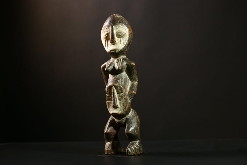 African Lega Figure, Hand-Carved Wooden Tribal Statue, Unique Sakimatwematwe Art, Ethnic Decor, Collectible Sculpture for Your Home-6540