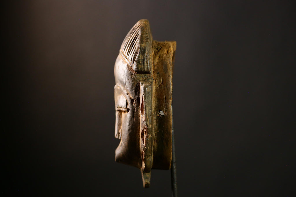 African Baule Vintage Mask, Hand-Carved Wood Tribal Face, Large Art Piece-4962