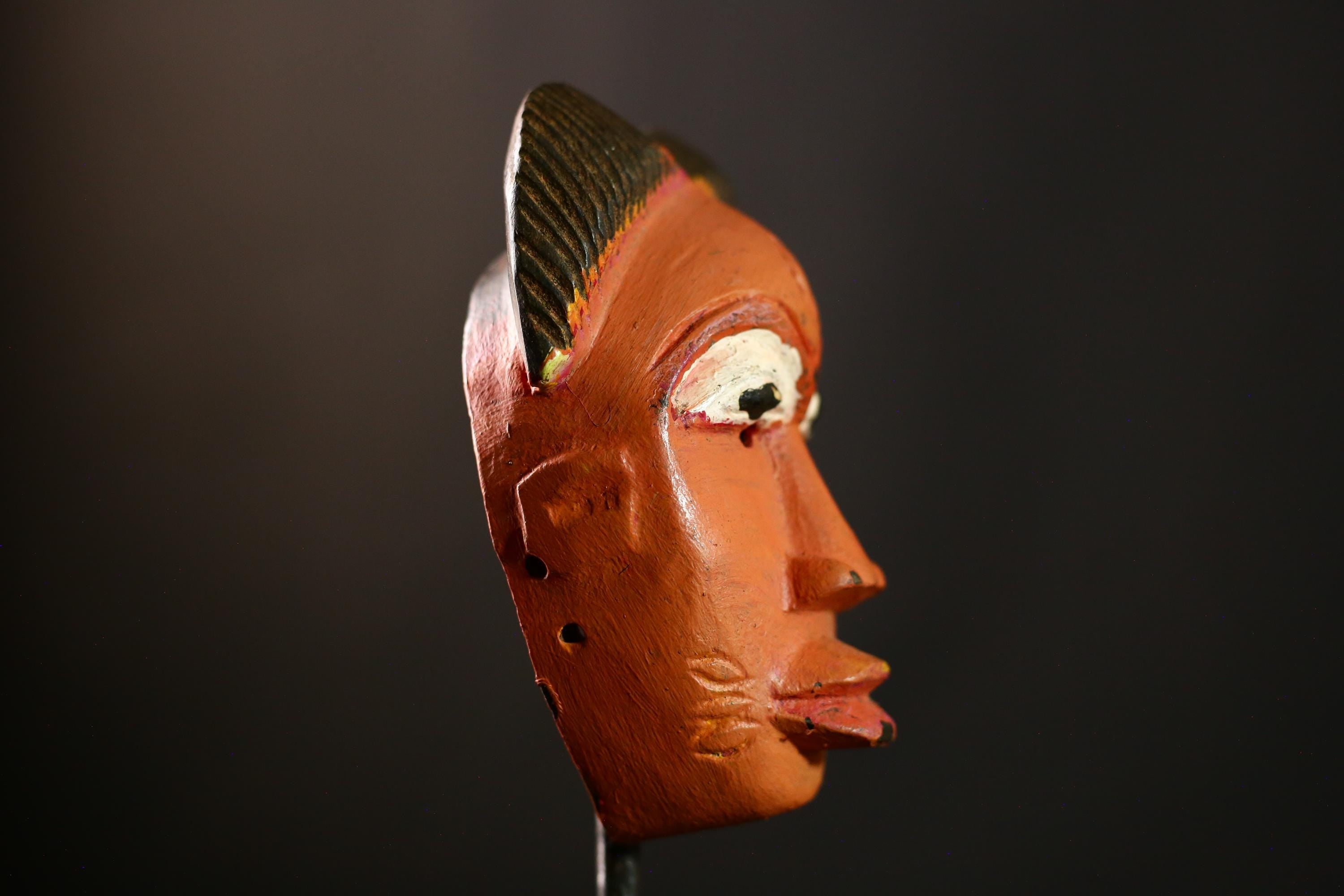 African Mask Baule Antiques, Vintage Guro Tribal Face Art, Handcrafted Wood Decor Piece, Unique Wall Hanging, Ethnic Collectible Art-8120