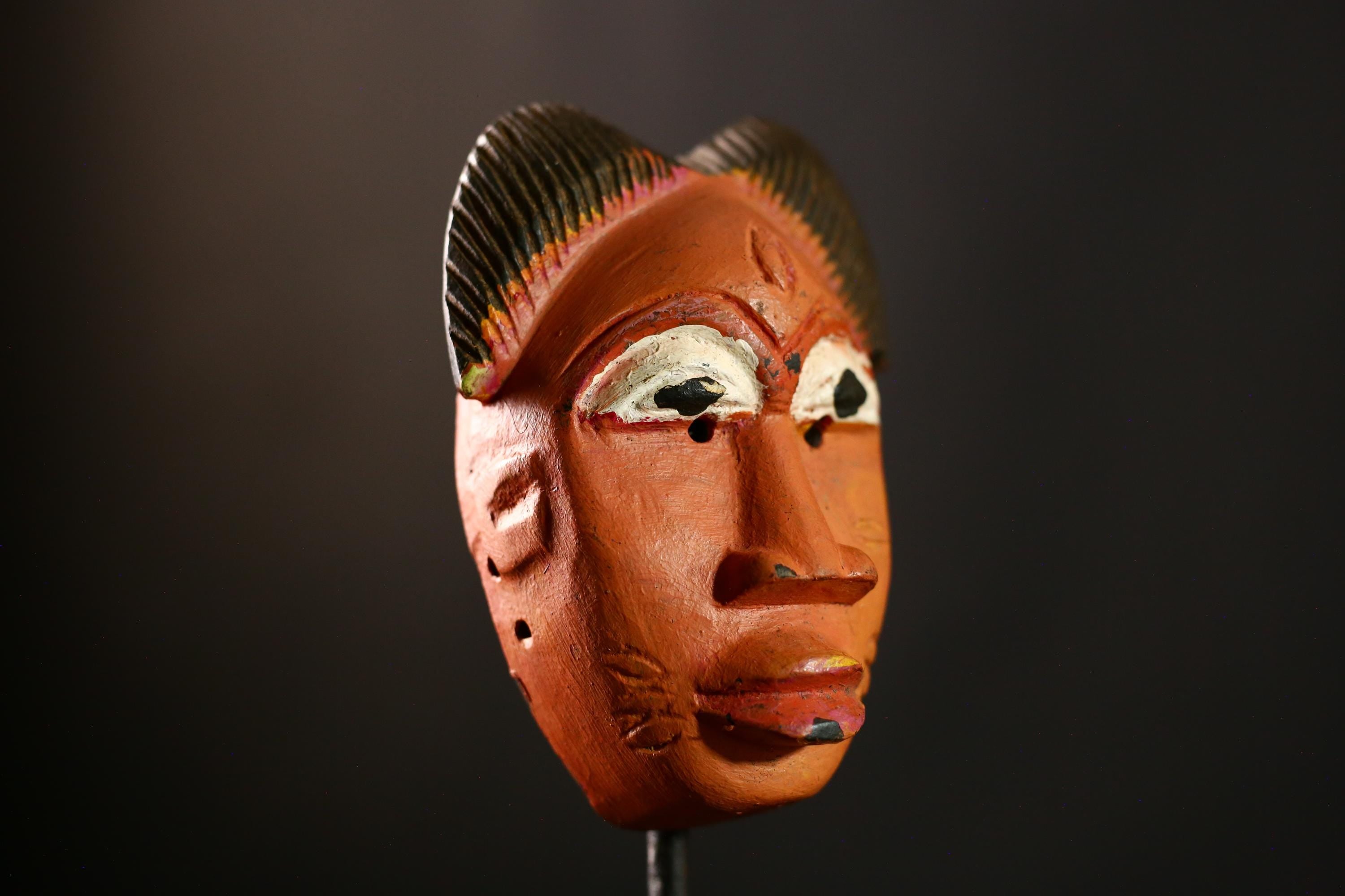 African Mask Baule Antiques, Vintage Guro Tribal Face Art, Handcrafted Wood Decor Piece, Unique Wall Hanging, Ethnic Collectible Art-8120