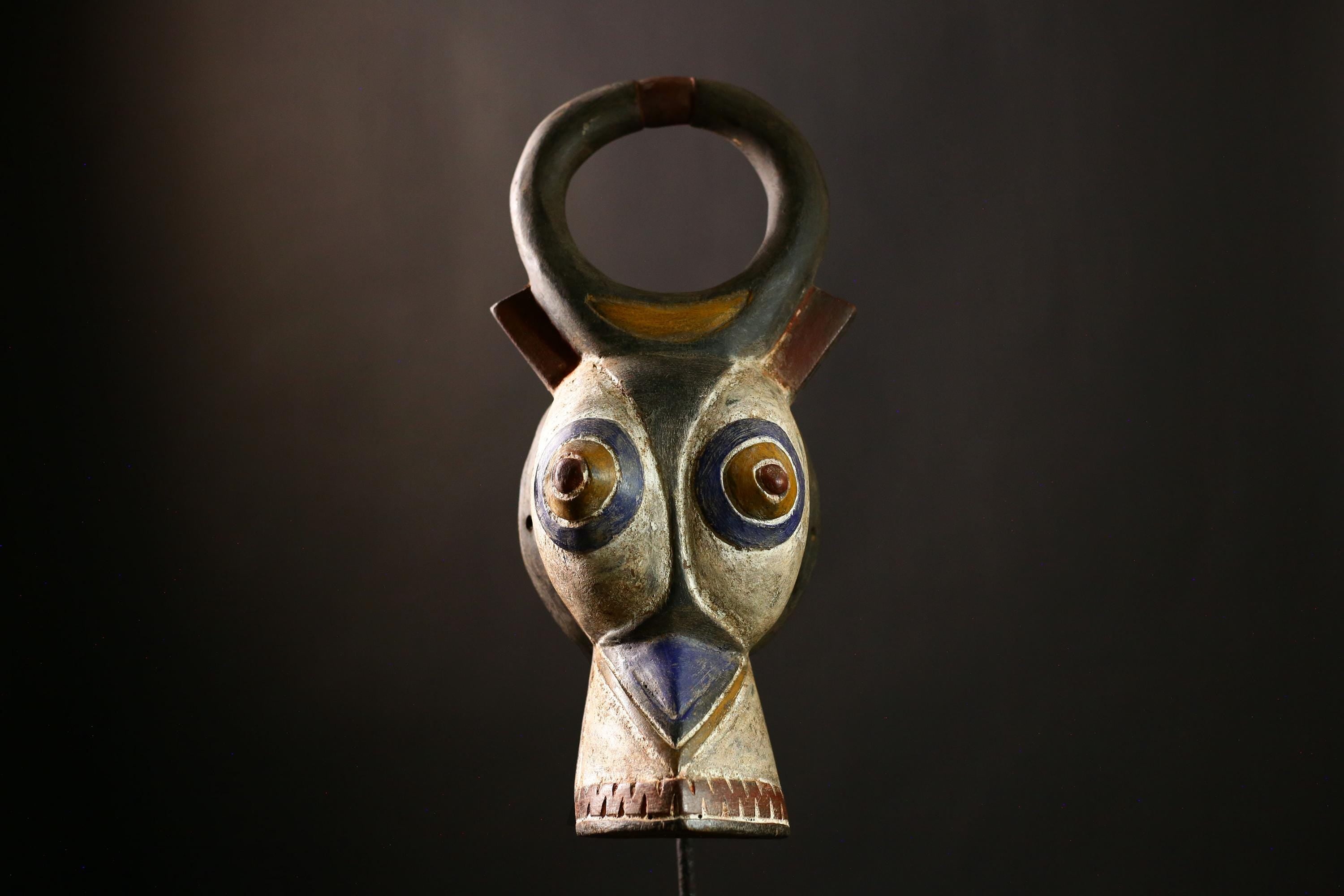 African Bobo Bush Cow Mask, Hand-Carved Wooden Art, Unique Burkina Faso Decor, Ethnic Collectible Sculpture, Stunning Wall Art Piece- 6581