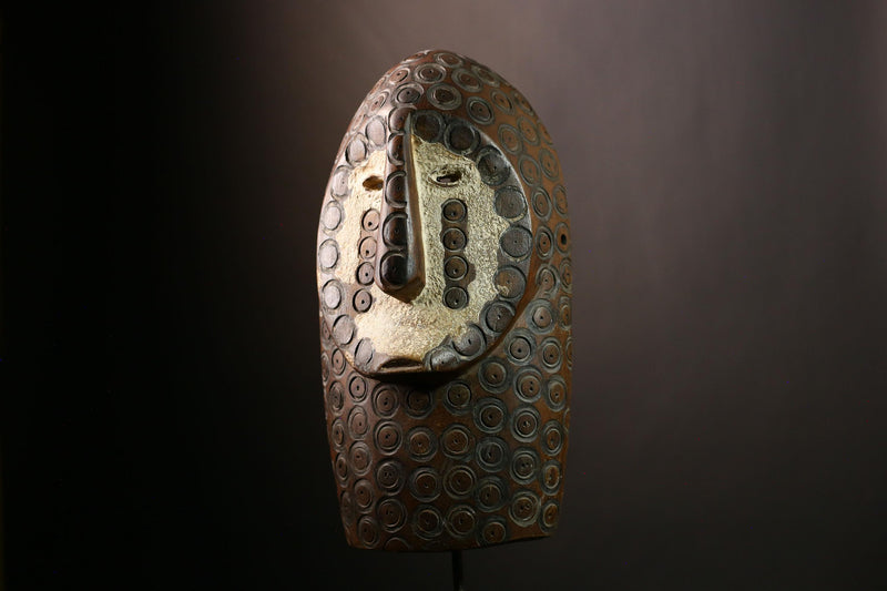 African Lega Mask: Authentic Tribal Wood Sculpture | Unique White Face Wall Art | Stunning Home Decor for Collectors and Enthusiasts-G4021