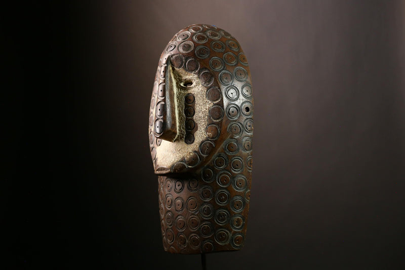 African Lega Mask: Authentic Tribal Wood Sculpture | Unique White Face Wall Art | Stunning Home Decor for Collectors and Enthusiasts-G4021