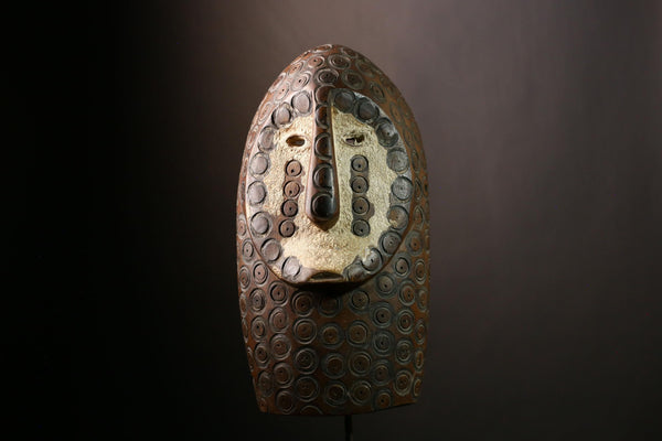 African Lega Mask: Authentic Tribal Wood Sculpture | Unique White Face Wall Art | Stunning Home Decor for Collectors and Enthusiasts-G4021