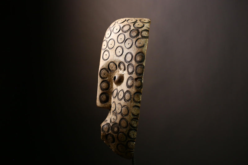 African Lega Mask: Authentic Tribal Wood Sculpture | Unique White Face Wall Art | Stunning Home Decor for Collectors and Enthusiasts-G4020