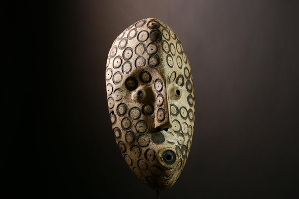 African Lega Mask: Authentic Tribal Wood Sculpture | Unique White Face Wall Art | Stunning Home Decor for Collectors and Enthusiasts-G4020