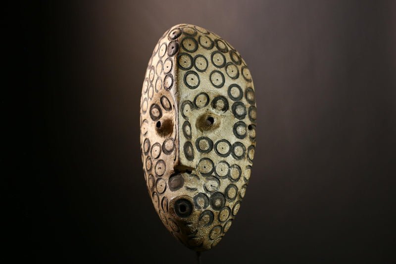 African Lega Mask: Authentic Tribal Wood Sculpture | Unique White Face Wall Art | Stunning Home Decor for Collectors and Enthusiasts-G4020