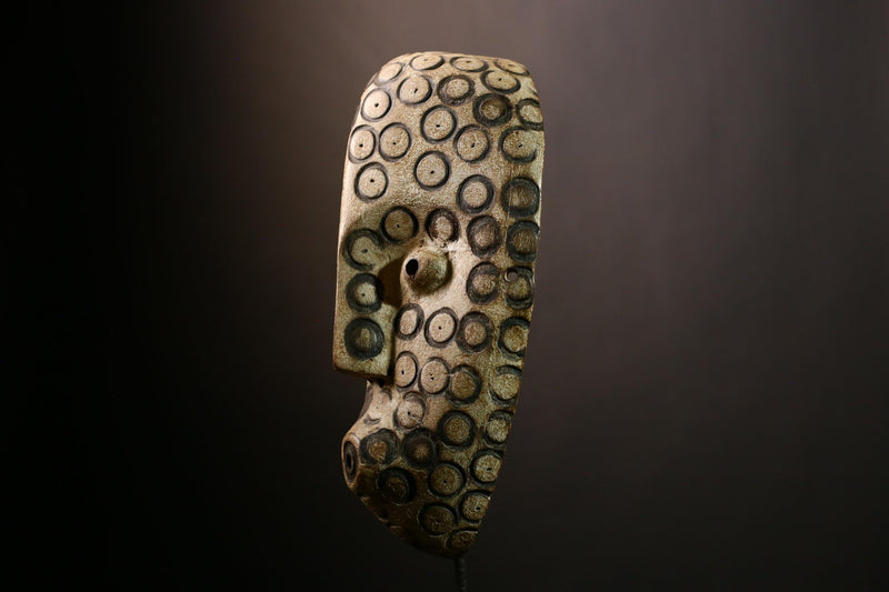 African Lega Mask: Authentic Tribal Wood Sculpture | Unique White Face Wall Art | Stunning Home Decor for Collectors and Enthusiasts-G4020