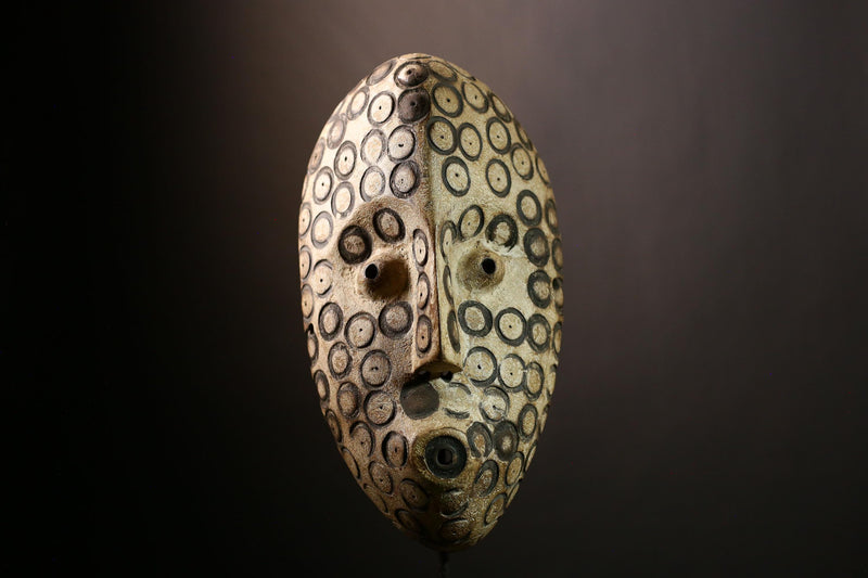 African Lega Mask: Authentic Tribal Wood Sculpture | Unique White Face Wall Art | Stunning Home Decor for Collectors and Enthusiasts-G4020