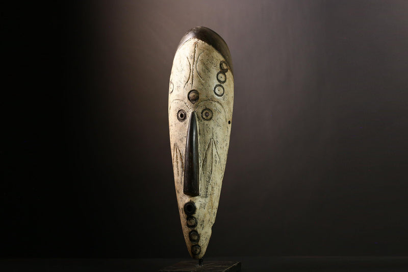 African Fang Mask: Handcrafted Tribal Wall Art | Unique Cultural Decor Accent | Authentic Sculpture for Home and Gallery Display-G4019