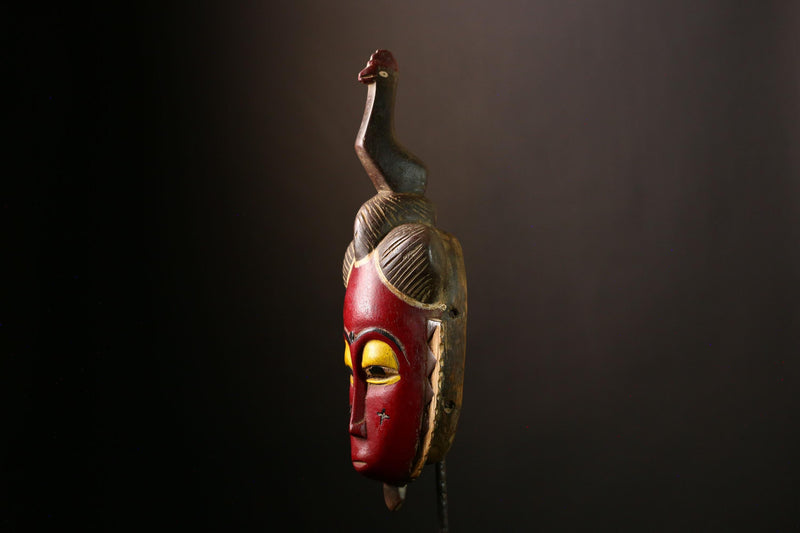 African Guro Mask: Hand-Carved Wooden Tribal Art | Unique Black Wall Decor | Authentic Sculpture for Home and Gallery Display-G4018